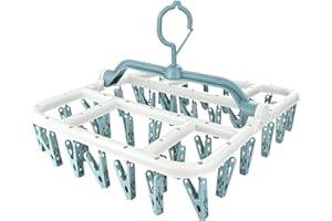TWIRUSH Sockentrockner Wäscheständer, Unterwäsche Kleiderbügel with 40 Clips, Faltbarer Wäscheständer Winddichter Aufhänger, Trockengestell Socken für Unterwäsche Babykleidung Kleine Wäscheartikel (Blau)