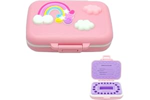 FROHSTADT Milchzahndose 20 Fach mit Baumwolle | Lebensmittelechte Plastik Zahnbox Jungen Mädchen | Zahnfee Geschenk & Taufgeschenke | Wasserdichter Silikonring + Drehverschluss (Regenbogen Design) (lila)