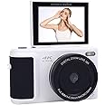 4K Digital Camera for Photography, 64MP Camera for YouTube 2.8in 180° Flip Screen 16X Digital Zoom Compact Retro Cameras, 4K Compact Video Camera for Travel (White)