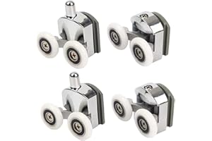 YUANQIAN Set di 4 rulli doppi per porta della doccia, guide e ruote, diametro 25 mm (Model-B)