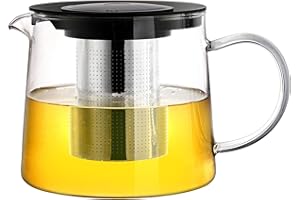 Tebery Théière en verre avec passoire métallique 1,5 L