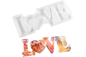 Jinlaili Resin Letter Epoxy Resin Mould, Casting Silicone Mold Love, Silicone Resin Moulds, Silicone Letter Moulds Number Epoxy Resin Mould, 3D Resin Silicone Mould Kit for Table Decor DIY Craft