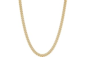 VEXXS Men Gold Necklace, Mens Gold Chain,18K Real Gold Plated 4/5/6mm Flat Cuban Link Chain, No Color Fading Men’s Necklace Chain,Jewelry Gift Men Women,Gift Box