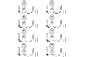 OTEKUVIC 8 Stück Kleiderhaken, Bolatus Haken Garderobe Doppelt Wandhaken Retro Haken Wand Metall Silber Kleiderhaken Vintage mit 16 Schrauben für Garderobenhaken Badezimmer Küche