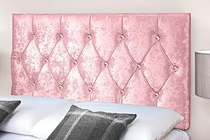 Gallop Sleep Diamond Cut Crush Velvet Headboard for Divan Bed | Bedroom Furniture (Single 3 FEET, Height 20 INCHES, Pink)