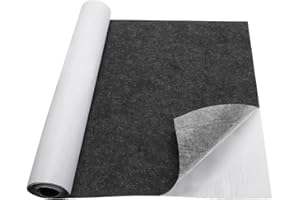 LOMUG Filz Selbstklebend 1mm, 40x220cm Klebefilz Selbstklebend, Bespannstoff aus Klebefilz, Rutsch Feste Filz, Möbelgleiter, Innenraumverkleidung Bastefilz für DIY Box Liner, Grau
