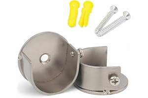 Yerleomit 2 Stück Vorhangstangenhalter Gardinenstangen Halterung Gardinenstange Halter, 28mm Metall Gardinenstange Halterung Wandhalterung Rundrohr Halterung Vorhangschienen Silber