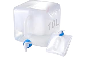 JARKYFINE Bidon d'eau Pliable 10L/20L Jerrican Eau Pliable Réservoir d'eau avec Robinet y Compris Robinet de Fermeture et poignée de Transport Bidon d'eau Pliable pour Camping en Plein air Randonnée