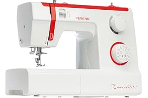 ‎VERITAS VERITAS Nähmaschine Camille I 32 Stichprogramme I Einfädelhilfe I Einstellbare Stichlänge & Stichbreite I Auto-Fadenspannung & Fadenabschneider I LED-Nählicht I Mechanische Nähmaschine (weiß-rot)