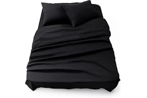 Blumtal® zestaw pościeli 3-częściowy – certyfikat Oeko-TEX – prześcieradło z gumką 160x200x30cm + prześcieradło bez gumki 240x275cm + 2 poszewki 50x80cm – pościel – czarny