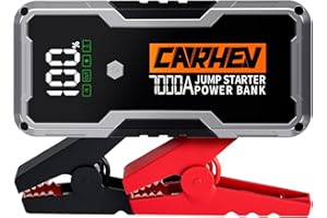 CARHEV 7000A Starthilfe Powerbank für Pkw, 12V Auto Starthilfe Powerbank (Bis Zu 10,0L Benzin Oder 10,0L Diesel), Auto Starter Powerbank mit QC 3.0 USB Ausgänge, Batterie Jump Starter mit LED