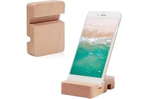 luminiu Support Telephone Bois, Repose Telephone Portable À Double Fente Support De Téléphone Universel Portable, Support Téléphone Bambou pour Bureau | Chevet | Table 8x6x2CM