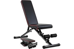 ‎LIFERUN LIFERUN Verstellbare Hantelbank, Multifunktionale, Klappbare Hantelbank,Mit 6-fach verstellbarer Rückenlehne,Flache Hantelbank für das Ganzkörpertraining, Geeignet für das Heim-Fitnessstudio