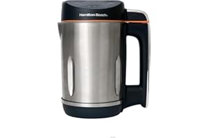 Hamilton Beach 3-in-1 Soup Maker, Smoothie Blender & Jam Maker, 1.6L, Easy Read Angled Digital Display, Auto-Stir & Overspill Sensor, Makes 4-6 Portions of Soup, Easy Clean, Black - HBSM003J