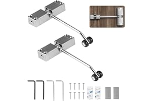 BlueEour Automatic Spring Door Closer, 2PCS Stainless Steel Adjustable Door Spring Closer for Interior Door, Quiet Auto Gate Closer Door Closing, Safety Door Stopper with Adjusting Rod and Screws
