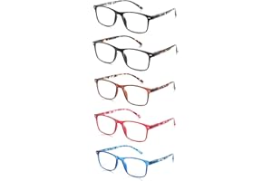 OENEYE Gafas de Lectura Pack para Hombres y Mujeres 5 Pack Gafas de Presbicia Bisagras de Resorte Comodas Anteojos de Lectura de Moda Anti Luz Azul