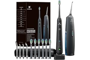 HUACO CARE 2-1 Oral Clean Kit- Water Dental flosser & Electric Toothbrush Combo- Brushing & Flossing- for Teeth Cleaning and Gum Health