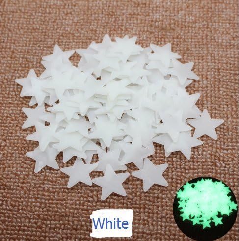 Himolla 100 PCS 3cm Stars glow In the dark luminous fluorescent PVC wall stickers size 100PCS (white)