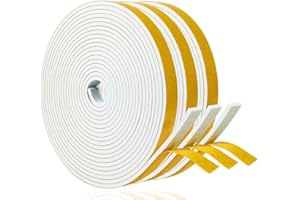 YANKUIRUI Dichtungsband Selbstklebend für Türen Fensterdichtung 12mm(B) x 3mm(D)/15m(L) Schaumstoff Klebeband Gummidichtung Gegen Kalte Zugluft/Anti-Kollision/Schalldichter/Wasserdichter/Staubdicht Weiß