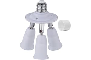 Fineled, adattatore splitter 3 in 1 E27 E26, portalampada universale E26 E27 con piegatura a 360 gradi regolabile a 180 gradi