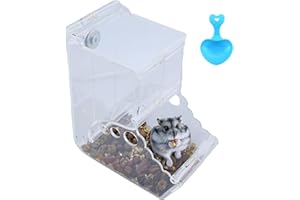 JRSHIRLEYLTD Dispenser per mangime per criceti, automatico, grande capacità, trasparente, per mangime per criceti, porcellini d'India, pappagalli (400 ml)
