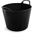 Neat Plastics 42L Flexi Tubs 1 Pack - Versatile Large Garden Tubs with Handles, Handy Builders Buckets Heavy Duty, Ideal Bath Bucket & Flexi Bucket, Durable Flexible Buckets for Home & Garden (Black)