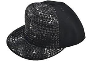 AUSUAYA Baseballkappe für Herren und Damen, glitzernd, mit Pferdeschwanzloch, Pailletten-Ballmütze für Disco/Hip-Hop/Punkrock/Party GB-H_H-M-2