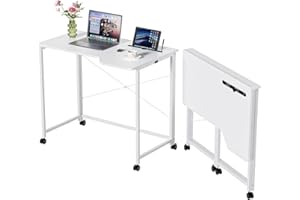 Lvhecforhm Scrivania Pieghevole, Tavolo da Scrivania Pieghevole per Computer, Bianco Tavolo Pieghevole da Tavolo, Scrivania Ufficio Salvaspazio, Tavolo Richiudibile Cameretta, Tavolo da Lavoro