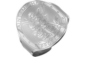 TEAMER Anello di San Michele regolabile in acciaio inossidabile anello di San Michele Il grande protettore Arcangelo amuleto gioielli religiosi per le donne