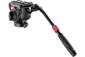 NEEWER Cabeza Fluida para Trípode de Vídeo con Placa de Liberación Rápida Compatible con Manfrotto,Mango Telescópico y Base Escalada Panorámica (⌀55mm), Carga Máxima 13.2lb/6kg, Resistente DSLR, GM001