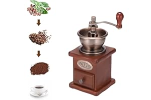 DEECOZY Moulin à Café Vintage Manuel en Bois, Moulin à Café à la Main Réglage Grossier Moulin à Café à la Main avec Compartiments en Céramique Moulin à café au design antique