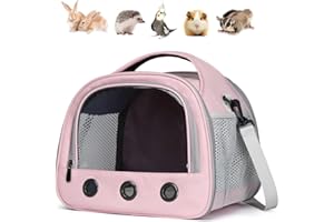 SOONHUA Bolsa de Transporte de Animales pequeños,Bolsa de Viaje saliente para Mascotas,Portador de Conejillos de Indias portátil con Ventana Transparente y Malla Transpirable para Indias Ardilla