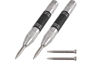 Cozihom Automatic Center Punch 2 Pack, 5 Inches Spring Loaded Center Hole Punch, Adjustable Tension, with 2 Replacement Tips