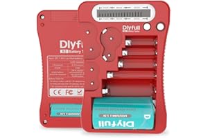 Dlyfull LCD Tester Batterie Universale per AA, AAA, C, D, 9V Tester Digitale per CR123A, CR2, CRV3, 2CR5, CRP2 Batterie Volt Checker per Batterie a Bottone da 1.5V e 3V (Rosso)