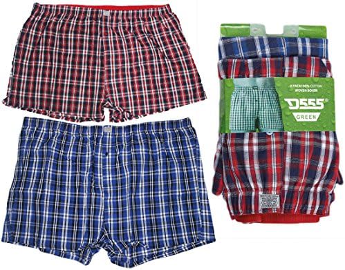 D555 DukeBig and Tall Boxer Shorts Plus Size Big King Size Underwear for Men Multipack Woven Checked Boxer Shorts
