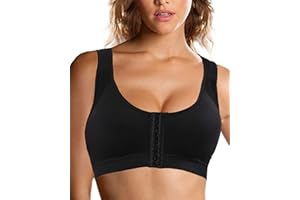 Jengo Post Surgery Bra for Women Surgical Bras Front Closure Sports Bras Breast Augmentation Mastectomy Bra Post Op Bra (Large, Black)
