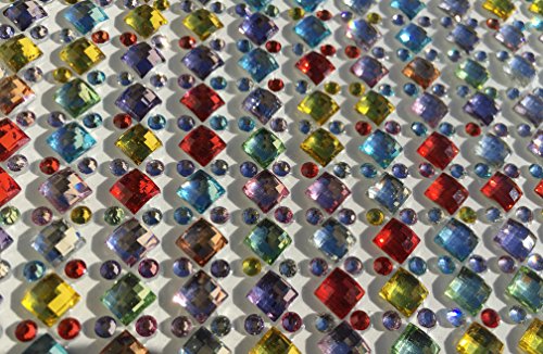 Glitzersteine Set aus 3000 Stück selbstklebenden Strasssteine / Acrylsteine selbstklebend rund bunt + Multiglanz Effekt + mittelgroß in verschiedenen Formen basteln Gltzersteine Schmucksteine Strass Steine Acryl Steinchen zum Verzieren von CRYSTAL KING - 6