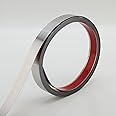Gaahing Brushed Metal Trim, Peel and Stick Stainless Steel Wall Molding for Fireplace, Mirror Frame, Furniture and Home Decoration, 5m x 1cm