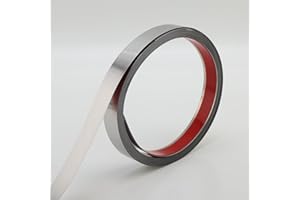 Gaahing Brushed Metal Trim, Peel and Stick Stainless Steel Wall Molding for Fireplace, Mirror Frame, Furniture and Home Decoration, 5m x 1cm