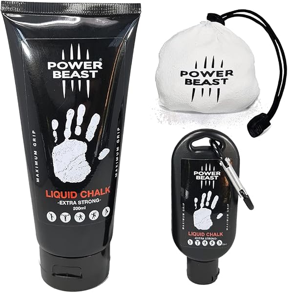 Power Beast Pack Magnesio Líquido 200Ml + 50ML + 60Gr, Bola Tiza Magnesio Rellenable, Liquid Chalk, Tiza Líquida, Gym, Calistenia, Halterofilia, Padel, Escalada, Tenis, Poledance. - 1