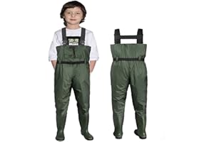 CROCH Kids Chest Waders with Boots Waterproof and Breathable Waders for Youth, Sizes EU 27-41