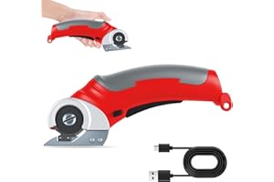 PORFOYO Cortador de cartón eléctrico, 2000 Mah, tijeras eléctricas, 4,2 V, tijeras eléctricas con interruptor de seguridad, para telas alfombras de cuero (rojo)