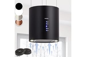 Klarstein Hanging Island Cooker Hood, Extractor Fan for Kitchen Islands, 558m³/h Airflow, Timer, Adjustable Kitchen Extractor Fan w/Chandelier Design, 3 Mode Cooker Hoods, Activated Carbon Filters