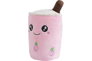 Anboor Bubble Tea Plush—Boba Plush Pillow Cute Soft Toy Plushies boba stuffy pillow big Stuffed Animals Gifts for Baby Kids Children (Strawberry, 25cm)