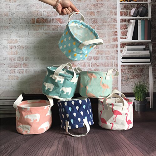Inwagui Faltbar Aufbewahrungskorb mit Griff 2 Stück Desktop Aufbewahrungsbox aus Baumwolle Aufbewahrungsbehälter für Kinderzimmer Spielzeug Kleidung – Bär - 7