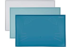 OHMO Napfunterlage für Hunde und Katzen,48x30cm, Unterlage Hundenapf Katzenmatte Hochwertiges Silikon Süßes Muster,Teal