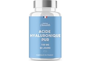 ACIDE HYALURONIQUE PUR | 150 mg/jour | Anti-âge | 120 gélules | Acide hyaluronique gelules | Complement alimentaire | Fabriqué en France