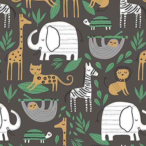 JUNGLE FABRIC - Jungle Safari Animals Sloths Grey - WIN129 - By 0.5 Metre - By Windham - 100% Cotton (Jungle Safari Animals Sloths Grey WIN129)