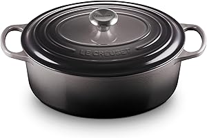 Le Creuset Signature Gusseisen-Bräter mit Deckel, Ø 31 cm, Oval, Für alle Herdarten und Induktion geeignet, Volumen: 6,3 l, Flint