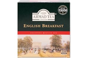 Ahmad Tea - English Breakfast - Té de desayuno negro - Té de Assam y Ceylon - Bolsitas de té de doble cámara con cinta con 2 g de té por ración - 100 bolsitas de té